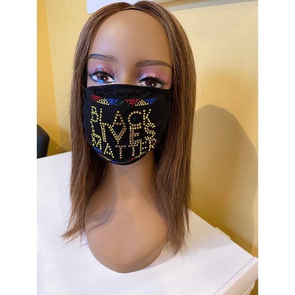 Black Lives Matter Bling Multicolor Face Mask - Picture 7 of 10